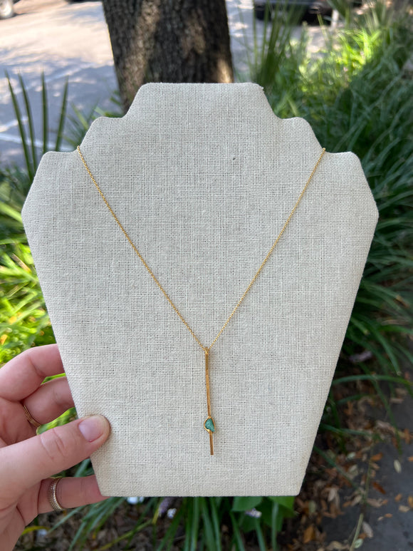 Crushed Emerald Bar Necklace