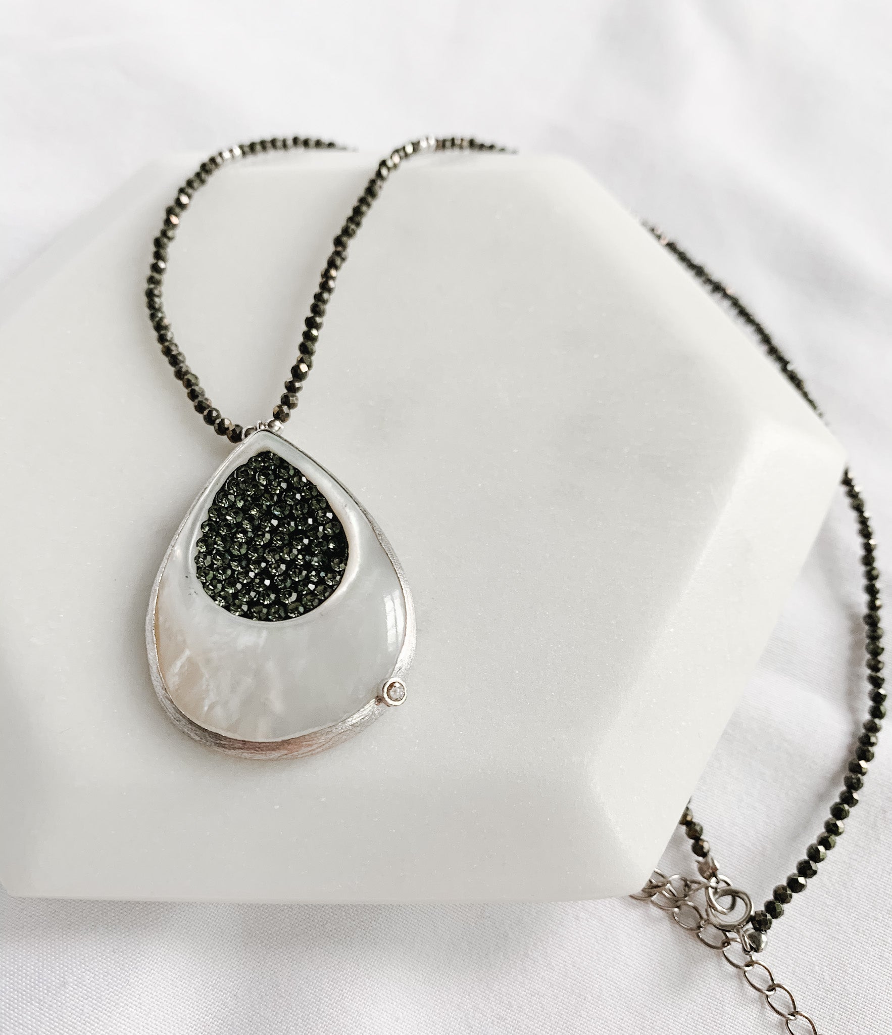Winter Blossom Necklace with Mother of Pearl and Pearls – Rebecca Hook  Jewelry