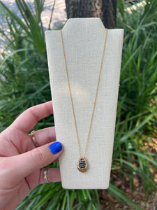 Gold Wrapped Black Druzy Necklace