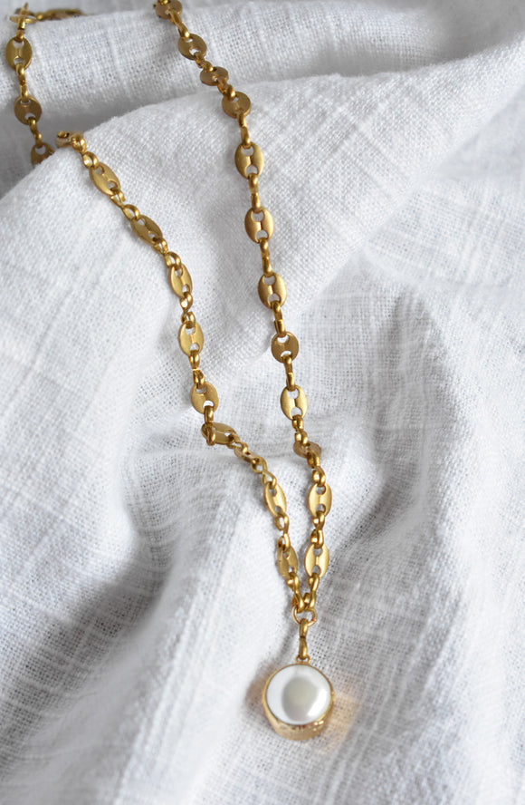 Chunky Chain Freshwater Pearl Necklace