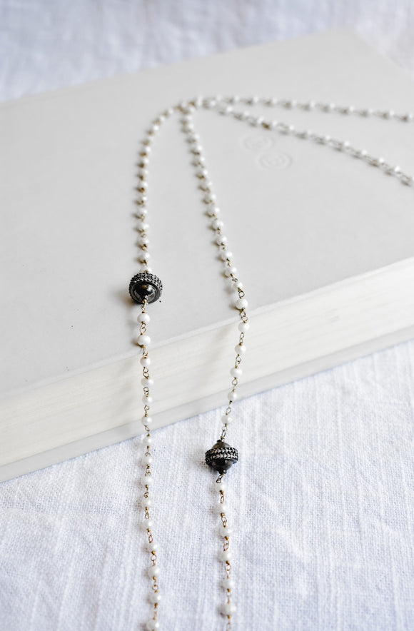 Pearl and Topaz Extra Long Necklace