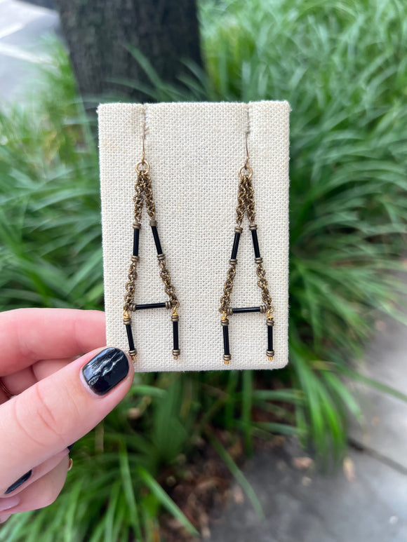 Black and Gold Chain Earrings
