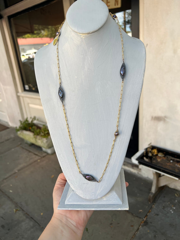 Extra Long Dark Freshwater Pearl Necklace