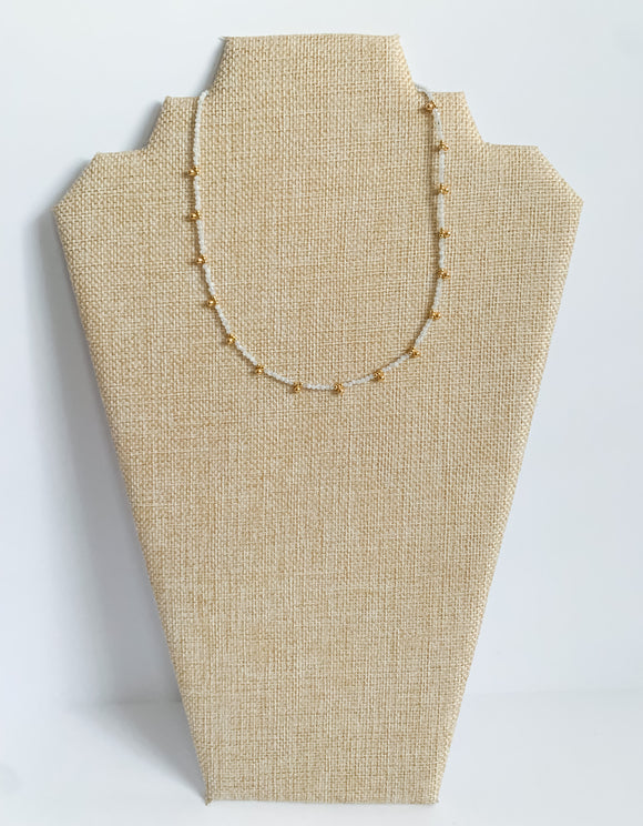 White and Gold Beaded Necklace
