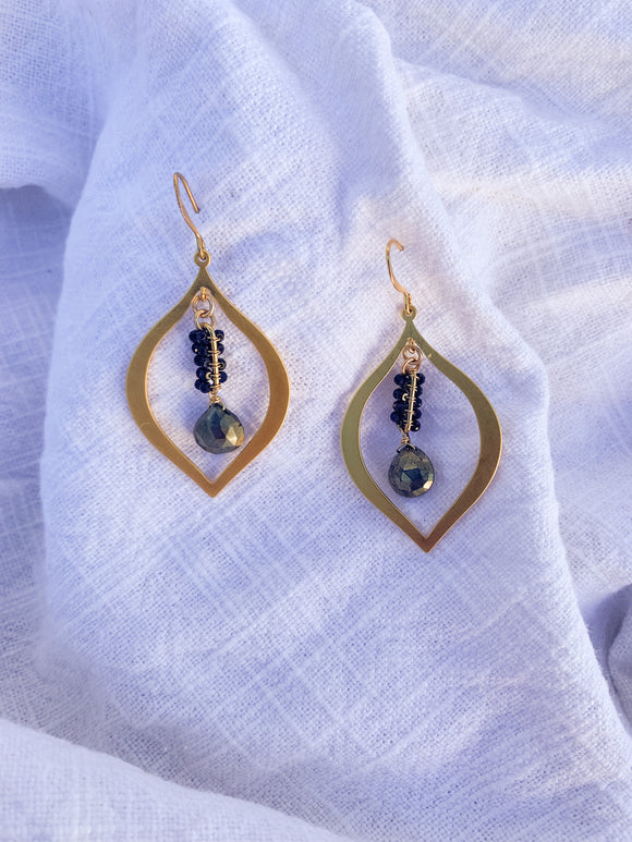 Pyrite and Onyx Earrings
