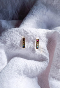 Rainbow Pave Star Stud Earrings